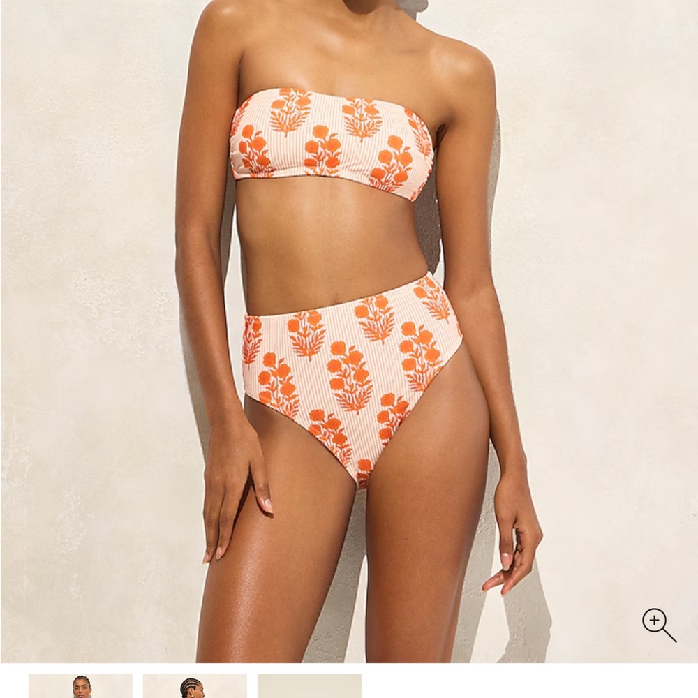 J. Crew Orange and White Floral Bikini. SZ Blockprints™ X J.Crew Hallie bikini